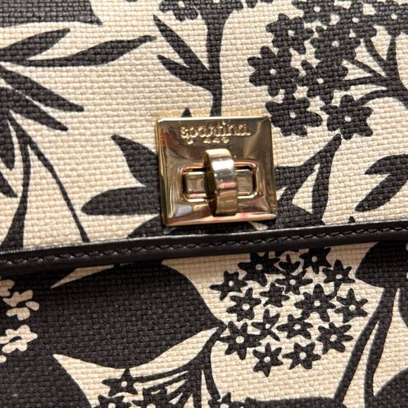 Spartina 449 Daufuskie Island Black & Cream Linen Floral Bag - Picture 3 of 12
